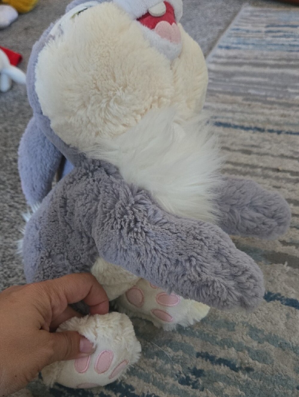 Disney Thumper Gray Plush Bunny Small Pet Toy with Pink Nose - Picture 3 of 3